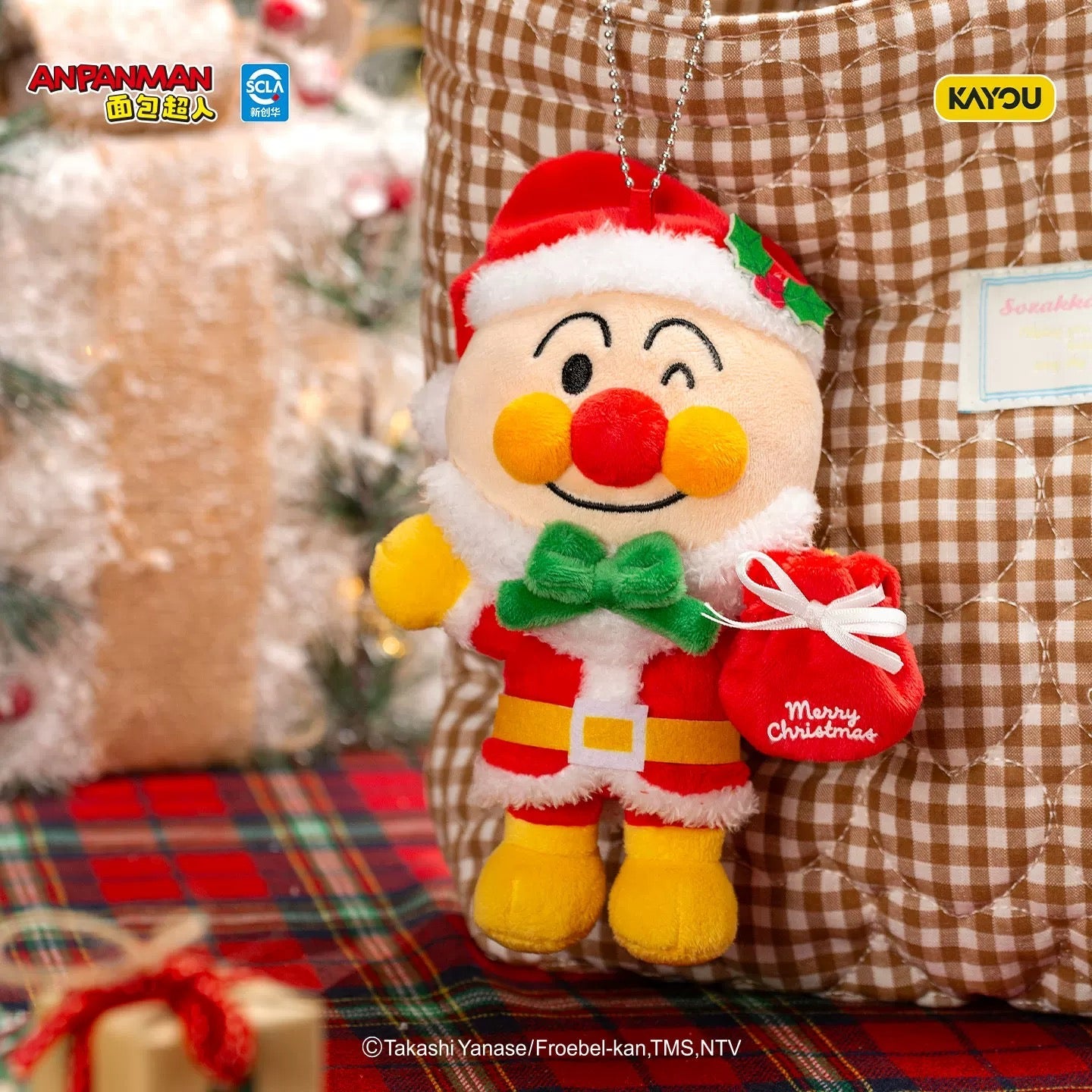 KAYOU Anpanman - Christmas GIFT Series - Christmas Plush Doll Keychain 18CM KAYOU Anpanman Christmas Gift Series Christmas Plush Doll Plush Keychain