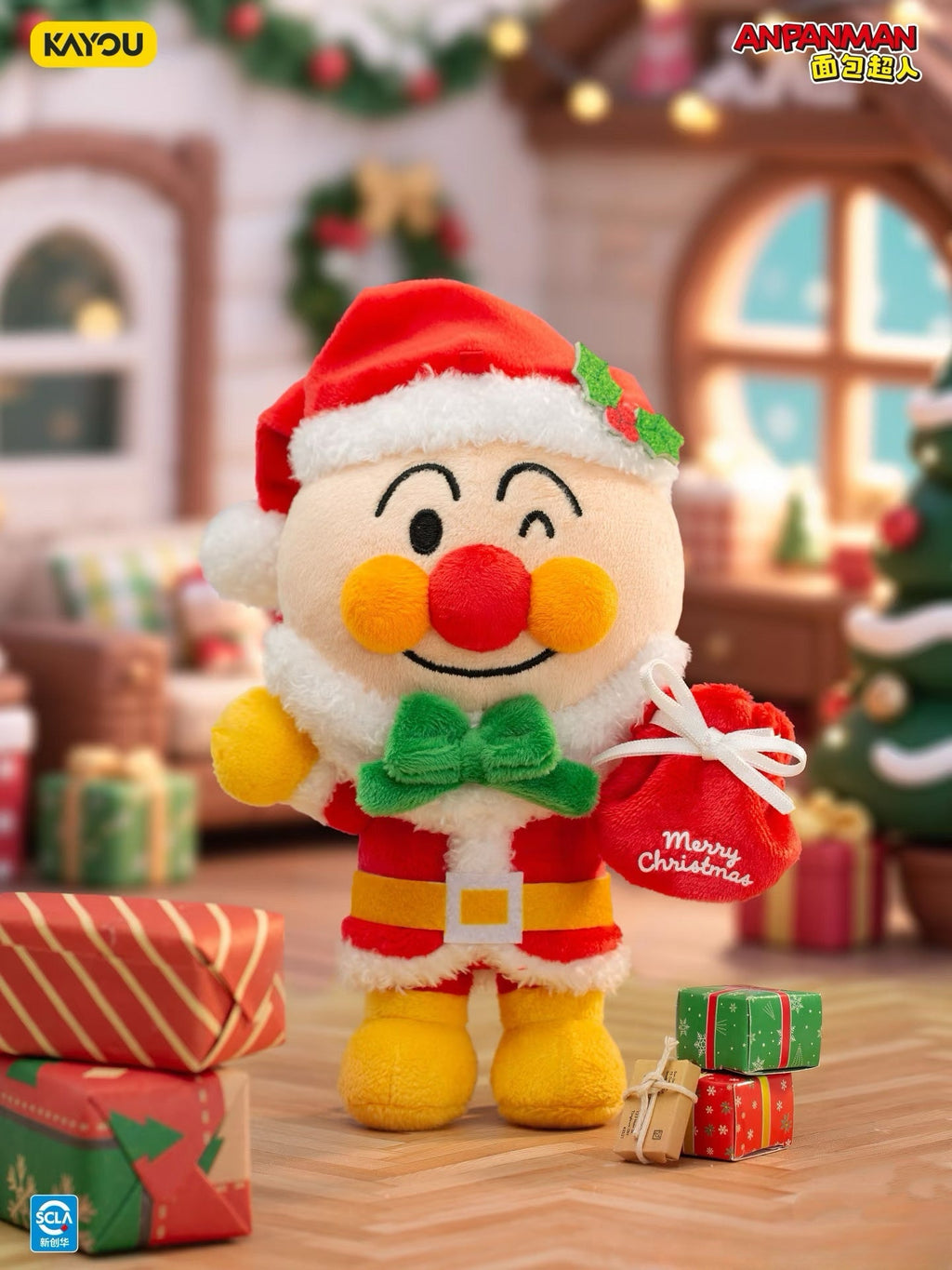 KAYOU Anpanman - Christmas GIFT Series - Christmas Plush Doll Keychain 18CM KAYOU Anpanman Christmas Gift Series Christmas Plush Doll Plush Keychain