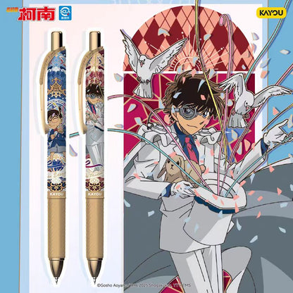 KAYOU Stationery Detective Conan Gel Pen - Dawn Version 7th Series, 1 Full Box (12 Pens Included), Retractable 0.5mm Black Signing Pen