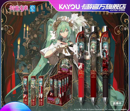Kayou Hatsune Miku Neutral Pen - Future Pen Series Melody Version "Sound of Curtain Prayer", 1 Box (12 Pens Inside), Black Signing Roller Ball Pen Stationery