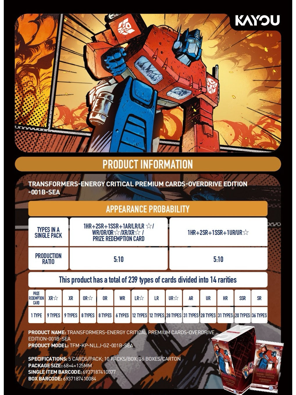 TRANSFORMERS-ENERGY CRITICAL PREMIUM CARDS-OVERDRIVE EDITION
-001B-SEA