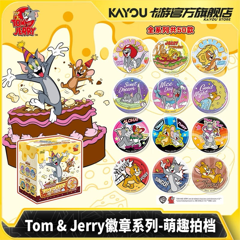 KAYOU Tom and Jerry Tinplate Badge Series Cute Partners Official Licensed Merchandise Badges (One whole box contains 6 pieces)