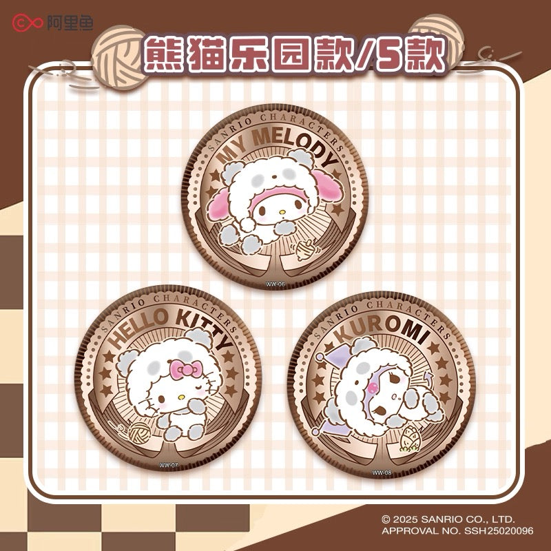 KAYOU Sanrio Family Cotton Doll Tin Badge Series – Official Licensed Peripheral (1 Full Box / 6 Packs)