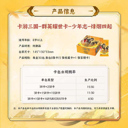 KAYOU Three Kingdoms - Heroes Shine the World Card - Ambition of Youth - Flames of War Rise Everywhere