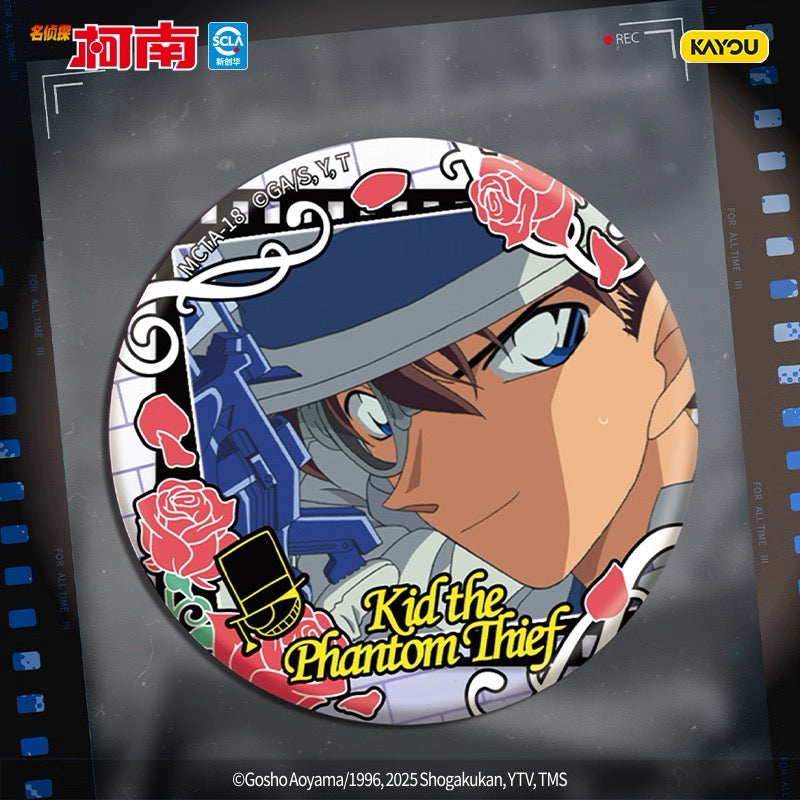 KAYOU Detective Conan Anime Theme Badge Series - Official Authentic Anime Merchandise Tin Badges (One Full Box Contains 6 Pieces)