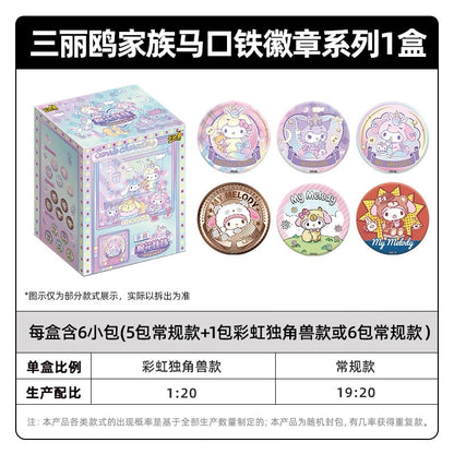 KAYOU Sanrio Family Cotton Doll Tin Badge Series – Official Licensed Peripheral (1 Full Box / 6 Packs)
