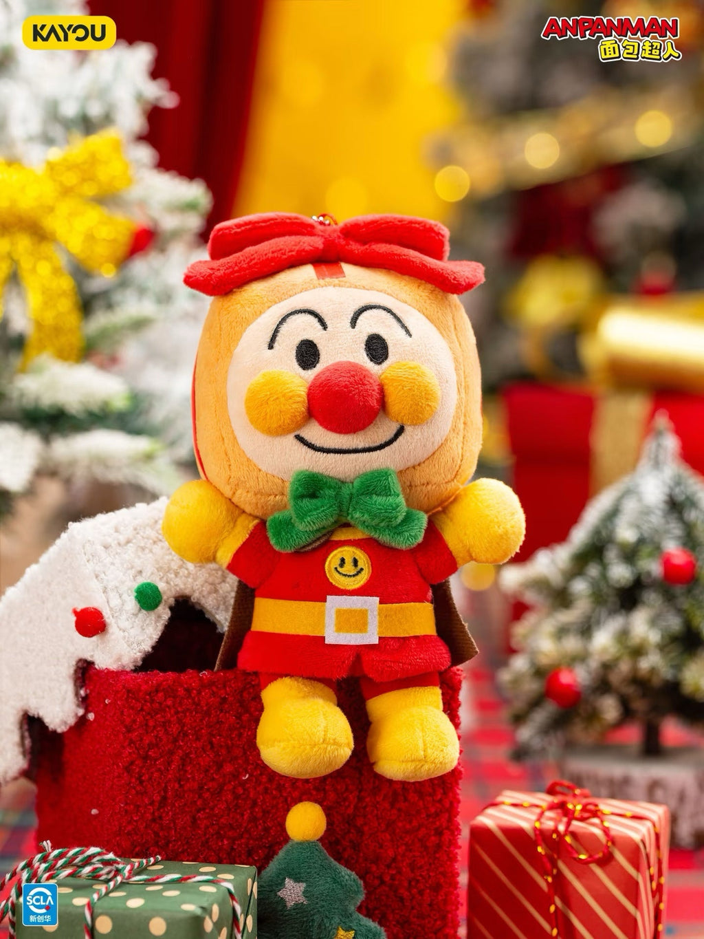KAYOU Anpanman - Christmas GIFT Series - Christmas Plush Doll Keychain 18CM KAYOU Anpanman Christmas Gift Series Christmas Plush Doll Plush Keychain