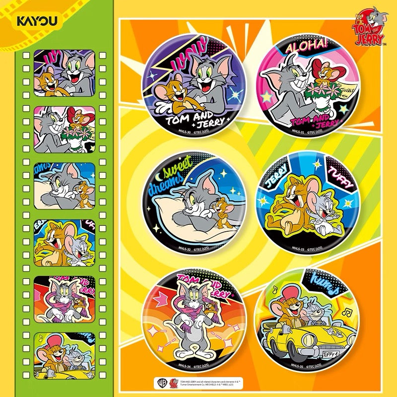 Kayo Tom and Jerry Tin Badge Series - Official Authentic Partner Peripherals: Grain Badges (6 badges per box)