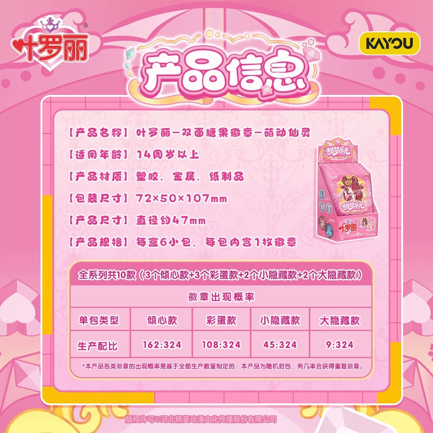 KAYOU YeLuoli  Double-sided Candy Badge - Cute Fairy Spirit - Wave 1