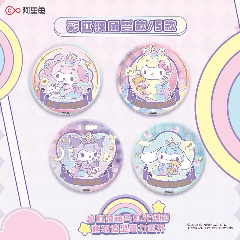 KAYOU Sanrio Family Cotton Doll Tin Badge Series – Official Licensed Peripheral (1 Full Box / 6 Packs)