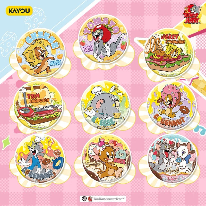 Kayo Tom and Jerry Tin Badge Series - Official Authentic Partner Peripherals: Grain Badges (6 badges per box)
