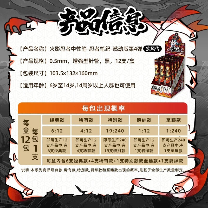 KAYOU Naruto Blind Box Gel Pens - Dynamic Edition [Full Box] | Black Retractable Rollerball Signature Pens, Student-Friendly, High-Aesthetic Sasuke Official Co-Branded Anime Stationery